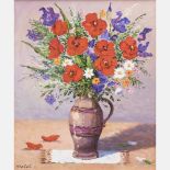 Laurent Vialet (b. 1967) Bouquet de Coquelicots, Oil on canvas, Signed lower left, as well as signed
