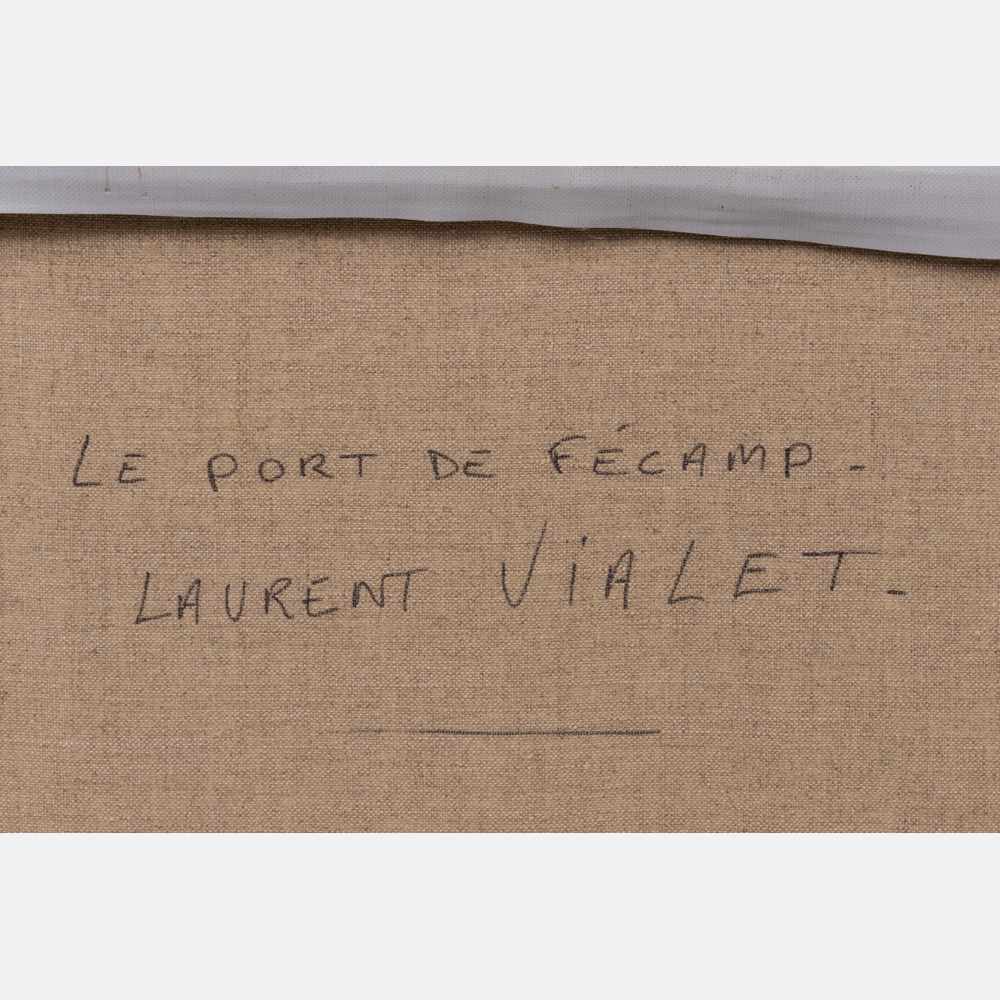 Laurent Vialet (b. 1967) Le Port de Fecamp, Oil on canvas, Signed lower left, as well as signed - Image 3 of 6