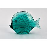 Scultura in vetro turchese,"Pesce", Seguso Viro Murano, XX sec. H.8,5 cm Starting Price: €50