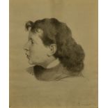Cesare Ciani (1854-1925), "Profilo di Fanciulla" disegno su carta ,firmato in basso a destra, H