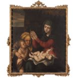 Scuola Bolognese della fine del XVI sec.- inizio XVII sec., "Madonna con Bambino, Sant'Anna e San