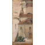 Paride Pozzato (1899 - 1971), "Scorcio di Venezia", olio su tela, firmato in basso al centro