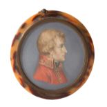 Miniatura su avorio raffigurante "Napoleone", firmata C.Charly, entro preziosa cornice in