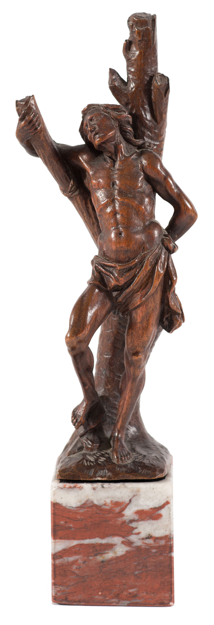 "San Sebastiano", scultura in legno di noce, Nord Europa, XVIII sec., H cm 22.5