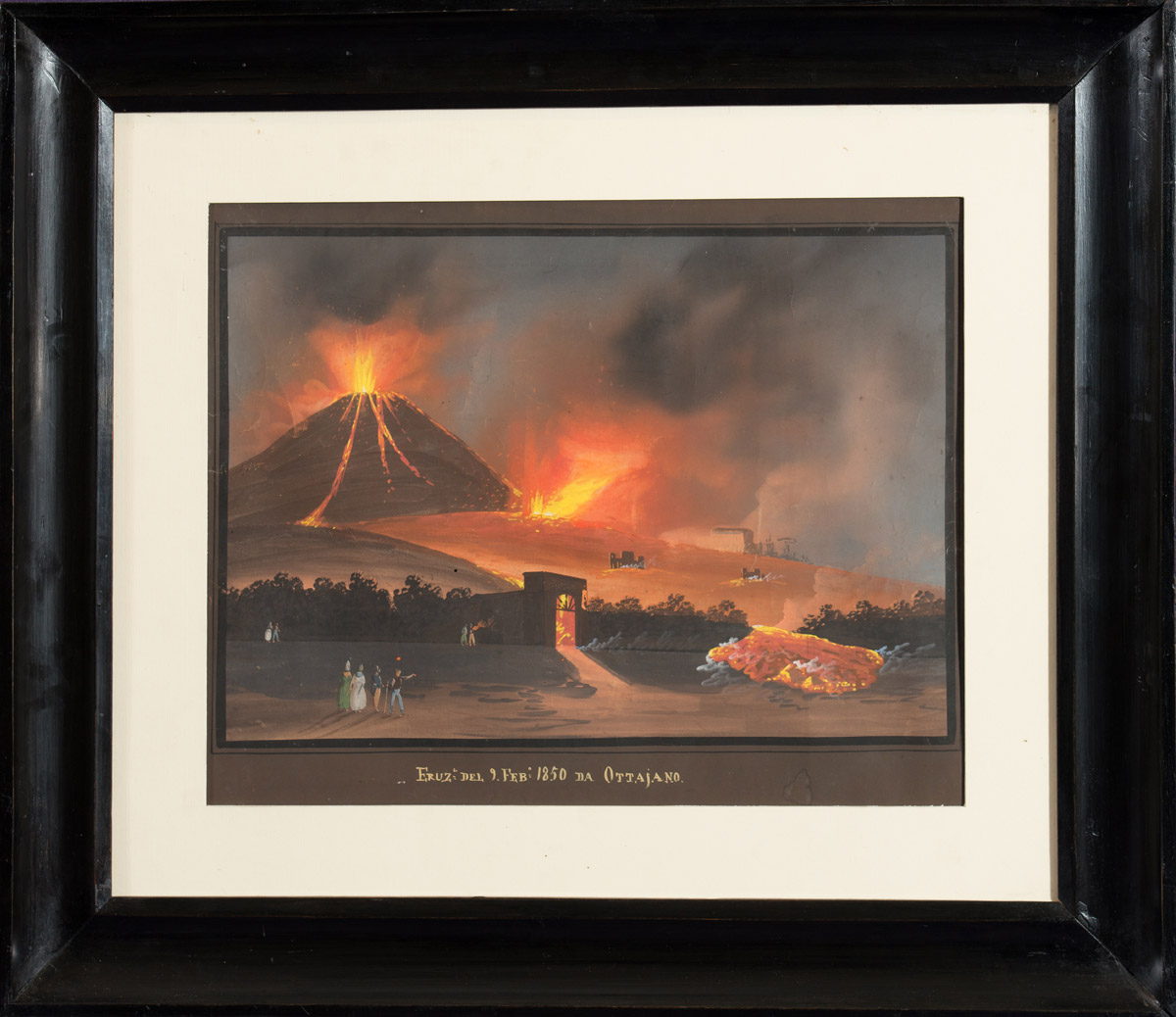 “Eruzione del Vesuvio”, gouache, fine del XIX sec., reca iscrizione ‘Eruz. Del 9. Feb. 1850 da