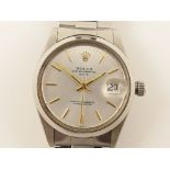 A stainless steel gents watch the dial marked Rolex Oyster Perpetual Date Superlative Chronometer