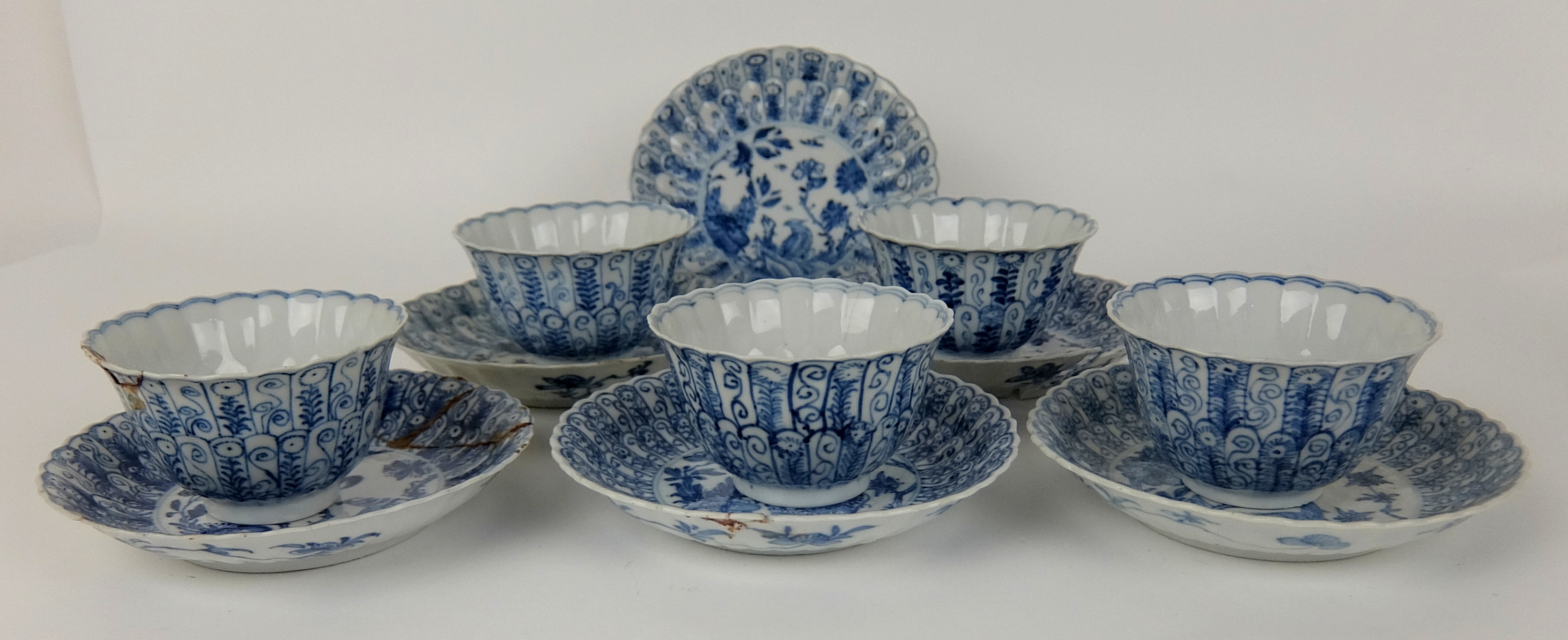 Two Chinese plates painted with a basket of flowers and a female garden (both cracked), 27.5cm - Image 11 of 12