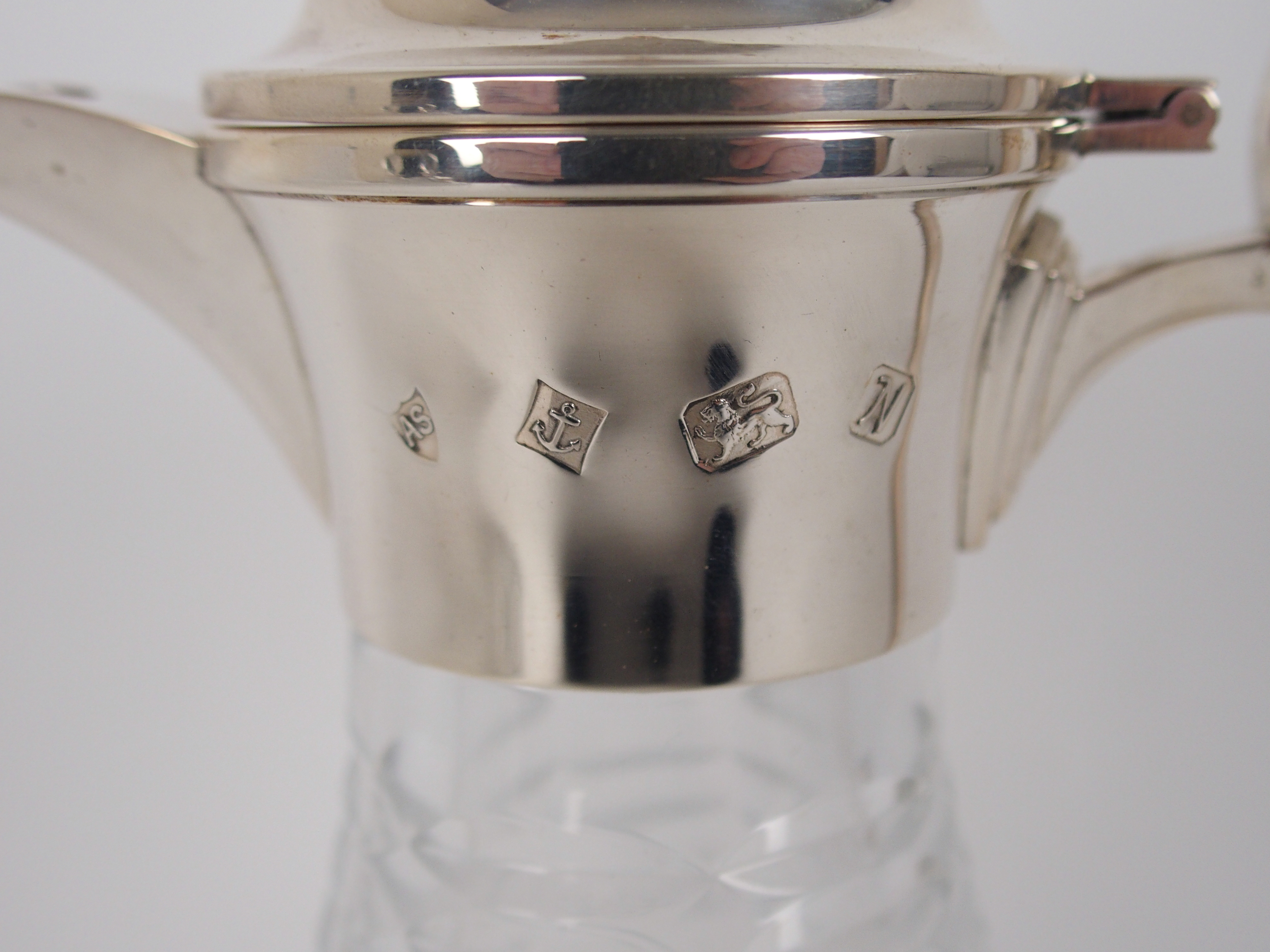 A decanter and scent bottle set by Argyll Silver, Birmingham 1987 comprising a pair of silver - Image 4 of 12