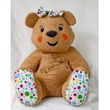 To be sold for BBC Children in Need
A BBC Children in Need Giant Blush Bear signed by Tim