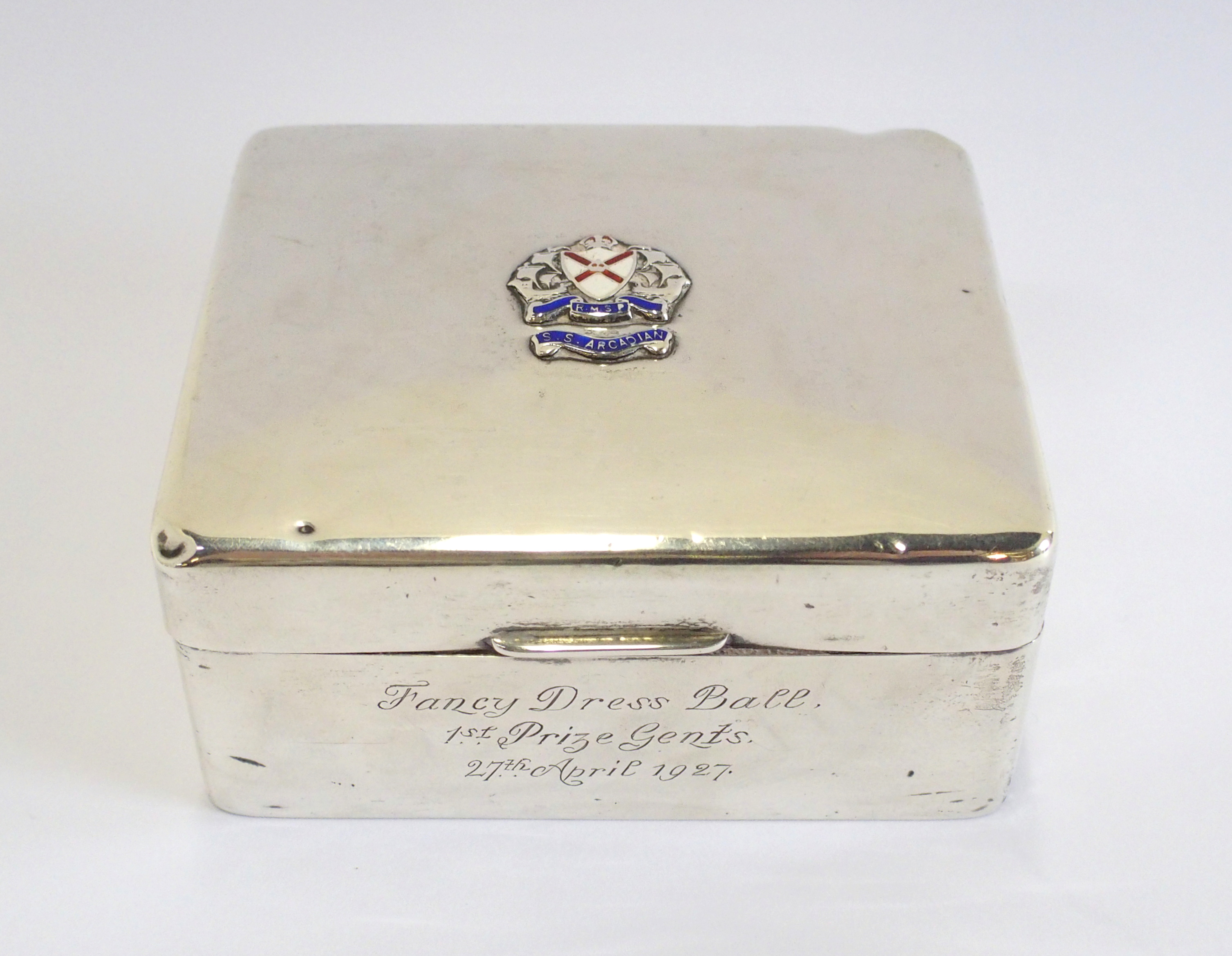 To be sold for BBC Children in Need
An Art Deco 'SS Arcadian' silver cigarette box by Mappin & - Image 3 of 10