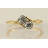 An 18ct twin diamond ring combined total approx 0.30cts