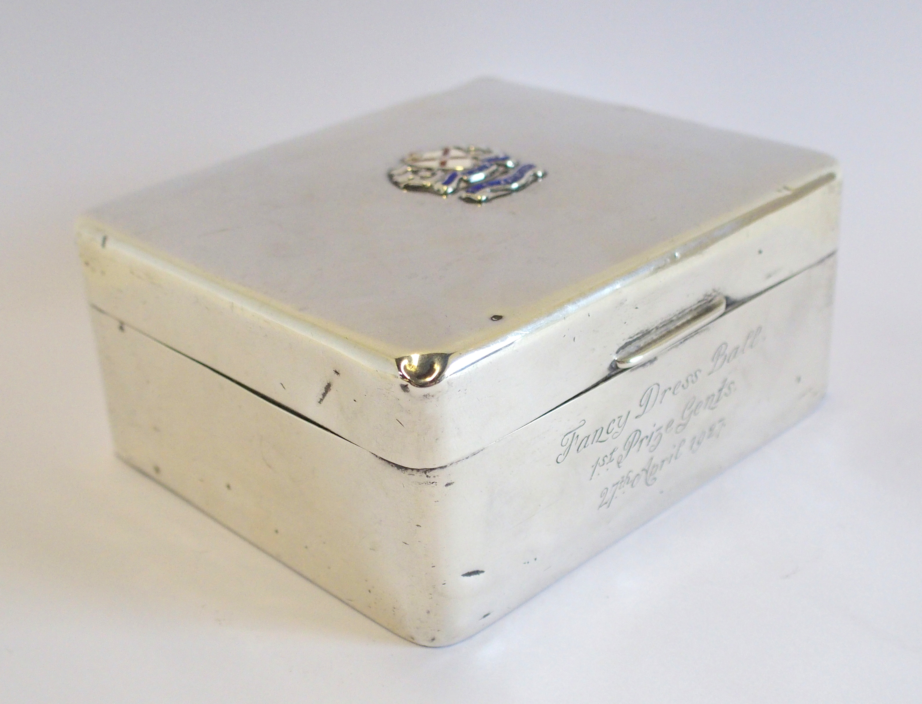 To be sold for BBC Children in Need
An Art Deco 'SS Arcadian' silver cigarette box by Mappin & - Image 6 of 10