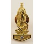 An 18ct diamond set pin of a Saint with an anchor