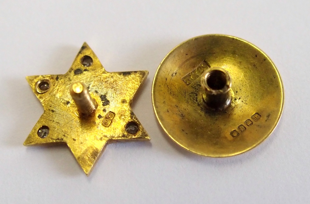 An 18ct gold long service tie stud for the Anglo-American Oil Co set with diamonds to four points of - Image 3 of 4