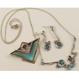 A collection of Pat Cheney enamelled jewellery