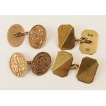 Two pairs of 9ct vintage cufflinks