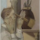 •ALISON WATT ARSA (Scottish b. 1965) ARRANGEMENT WITH MALLET Oil on canvas, signed, 61 x 61cm (24