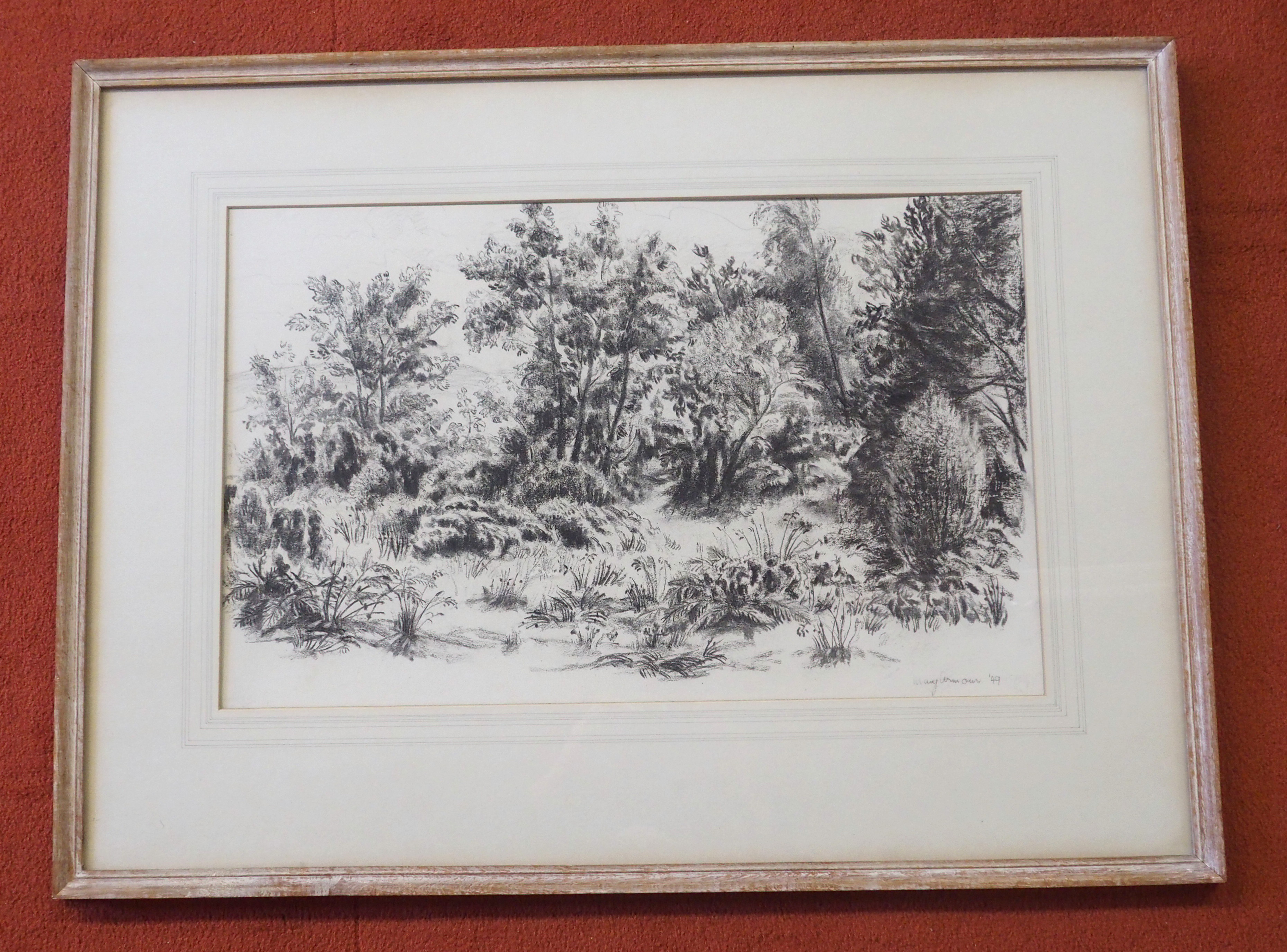 •MARY NICOL NEILL ARMOUR RSA, RSW (Scottish 1902 - 2000) THE PARK WOOD Charcoal, signed and dated ( - Image 3 of 5