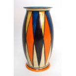 A Clarice Cliff Bizarre Geometric pattern vase circa 1925, elongated ovoid-form with painted