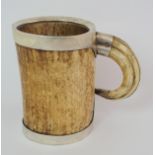 A silver mounted ivory tankard Unknown maker's marks UTB, London 1882, the body with silver bands