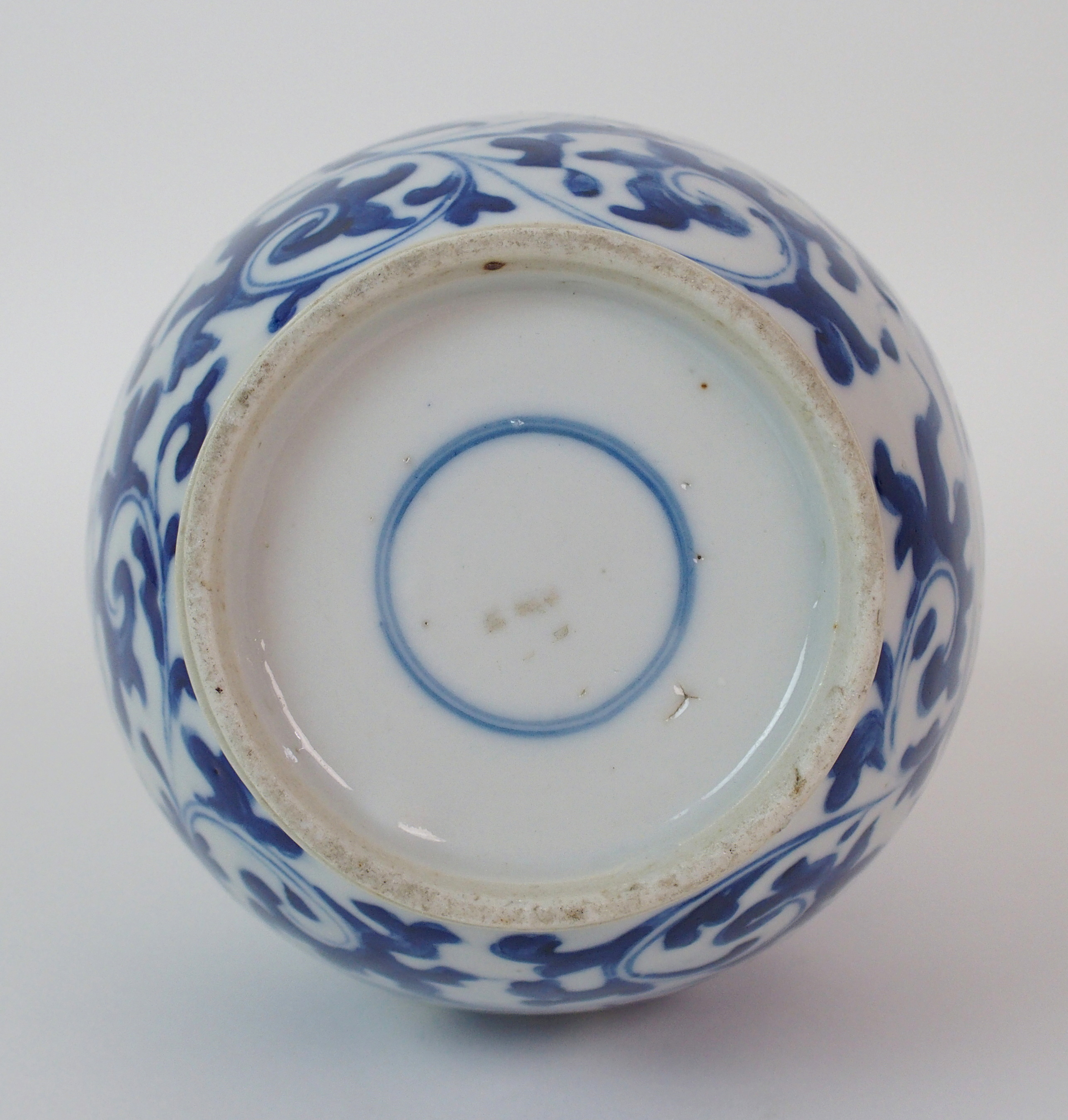 A Chinese blue and white bottle shaped vase painted with peonies and scrolling foliage, blue - Image 8 of 10