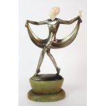 An Austrian Art Deco painted bronze and ivory figure, by Josef Lorenzl (Austrian, 1892-1950) circa