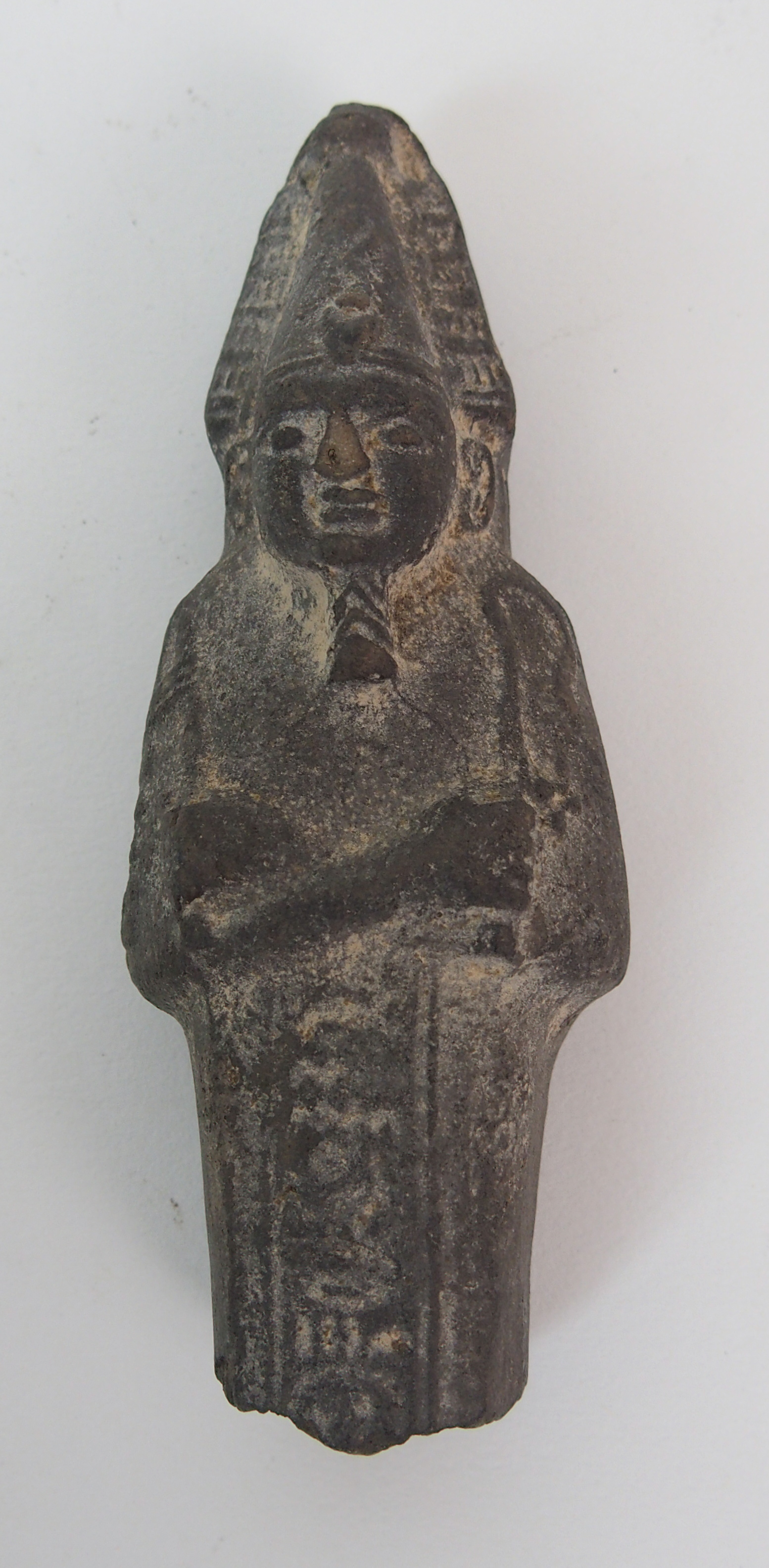 An Egyptian carved stone statue of a Jackal-headed god 9cm high, carving of a fat bellied idol, 9. - Image 9 of 10