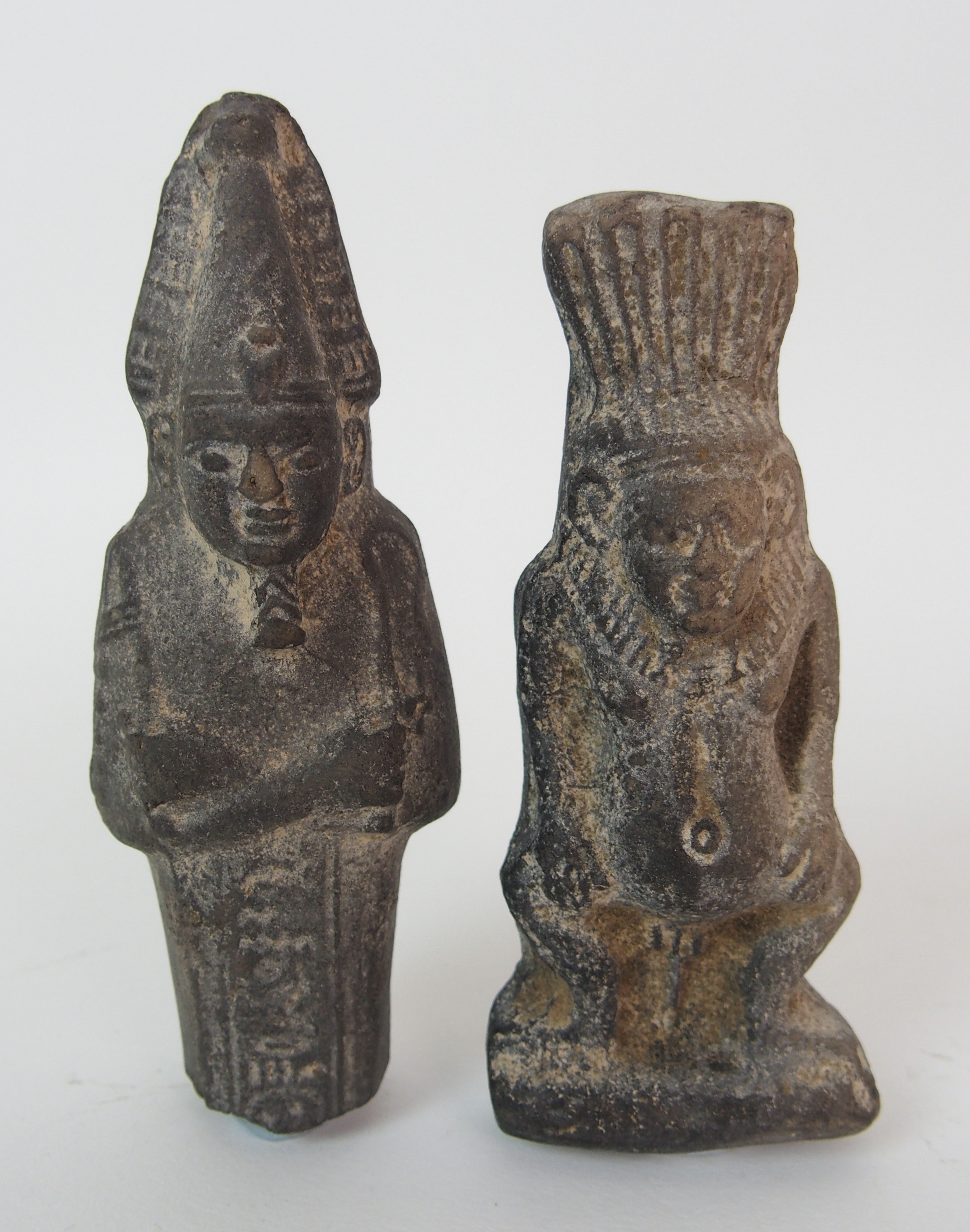 An Egyptian carved stone statue of a Jackal-headed god 9cm high, carving of a fat bellied idol, 9. - Image 6 of 10