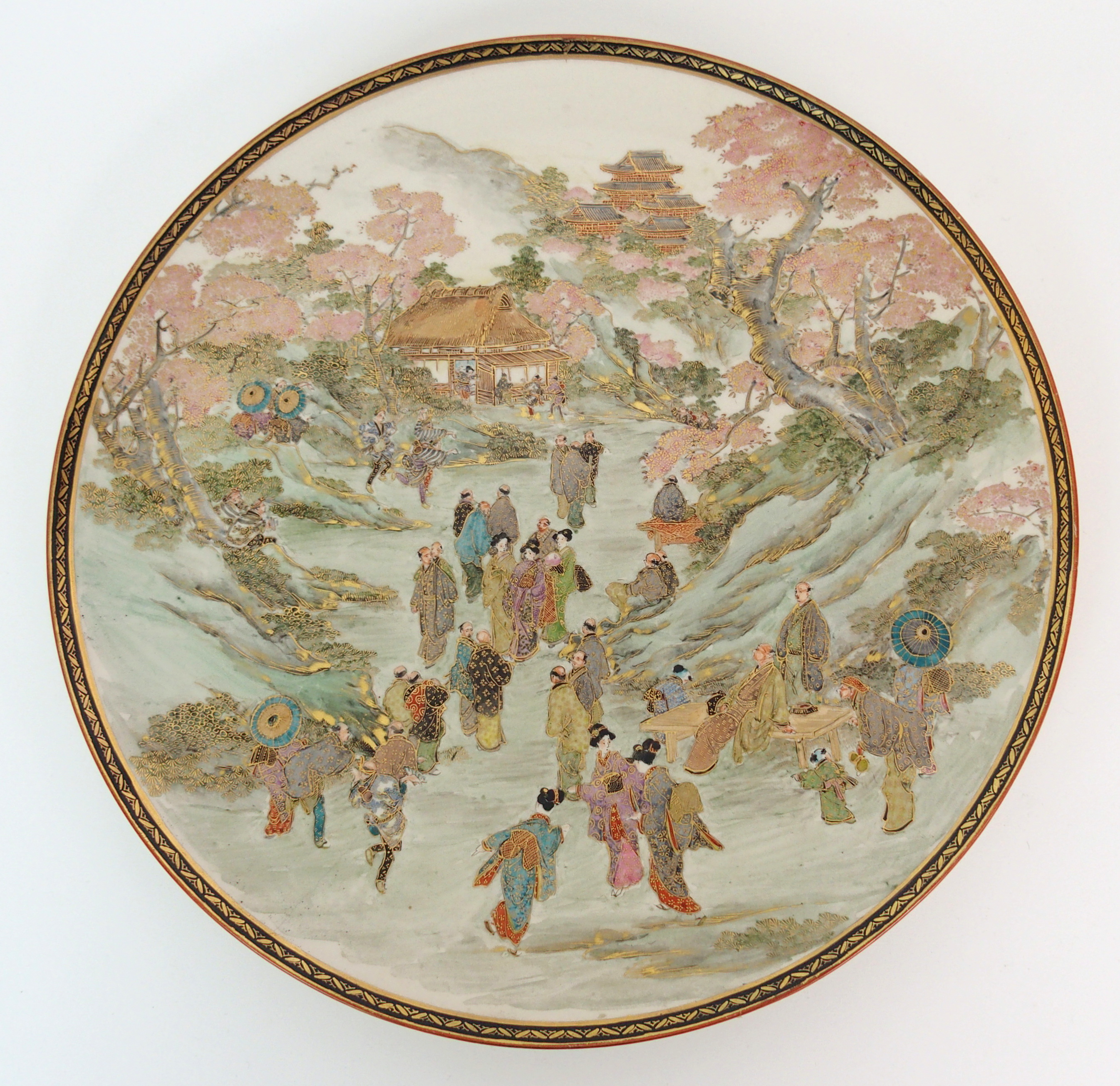 A pair of Japanese dishes painted with ladies playing musical instruments amongst precious objects - Image 2 of 10