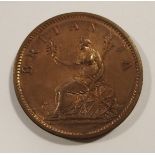 1807 George III Penny almost full lustre, verdigris stain to obverse, tiny edge knock, extremely