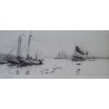 WILLIAM LIONEL WYLLIE RA, RE, RBA, RI, NEA (British 1851 - 1931) ON THE SCHELDT Drypoint etching,