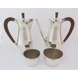 A four piece silver coffee set unknown maker's marks AP, Edinburgh 1960, of modern design with