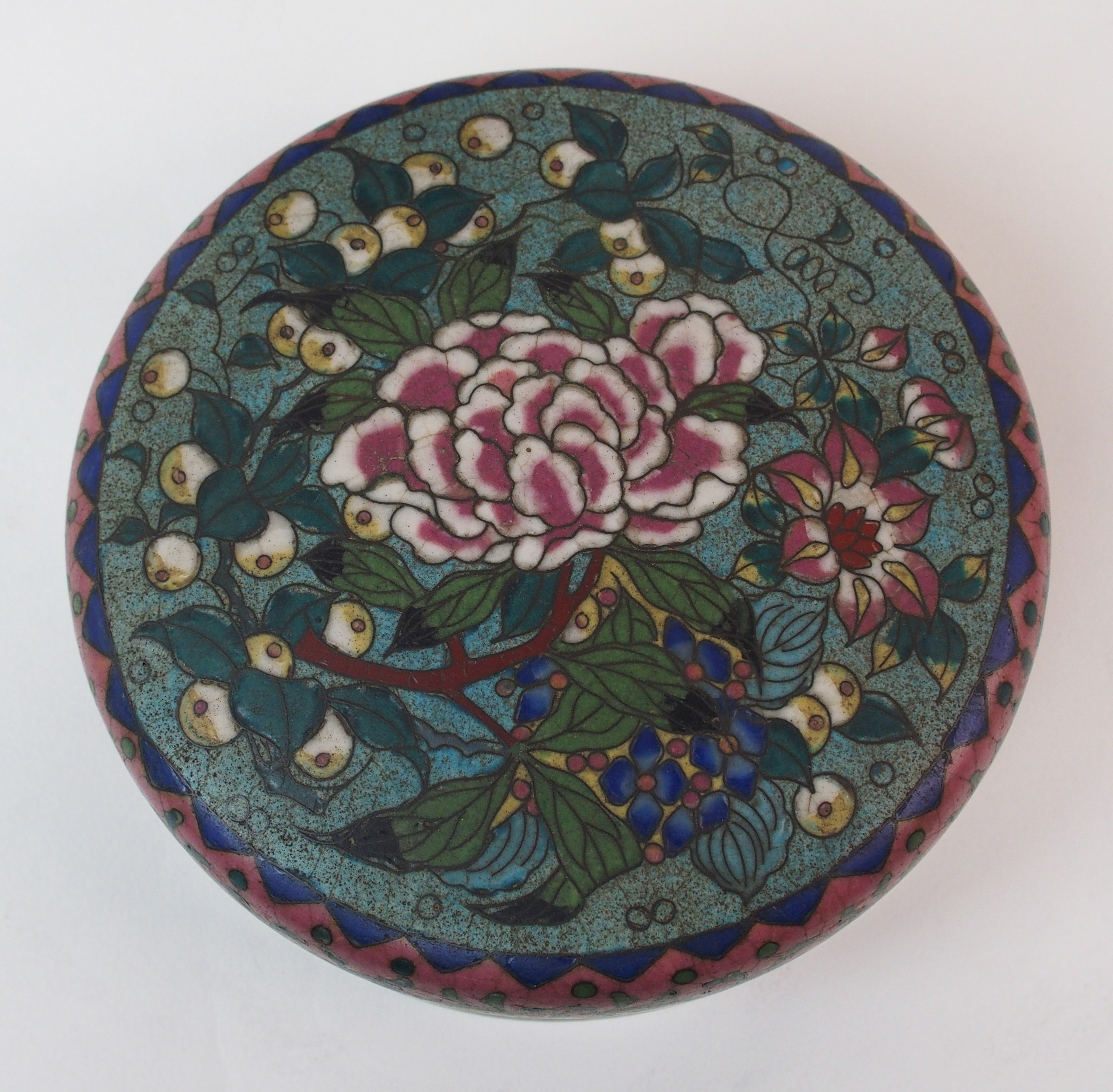 A Chinese cloisonne porcelain baluster jar and cover decorated with birds amongst flowers within - Image 9 of 10