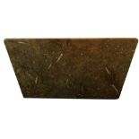 A rectangular Fossilised Morocco marble table top with rounded edges, 194 x 135cm