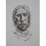 •PETER HOWSON OBE (Scottish b. 1958) MAN OF SORROWS Ink and wash, signed and dated (20)09, 14 x