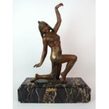 An Art Deco painted spelter (not bronze as previously stated) figure of a dancer circa 1925,