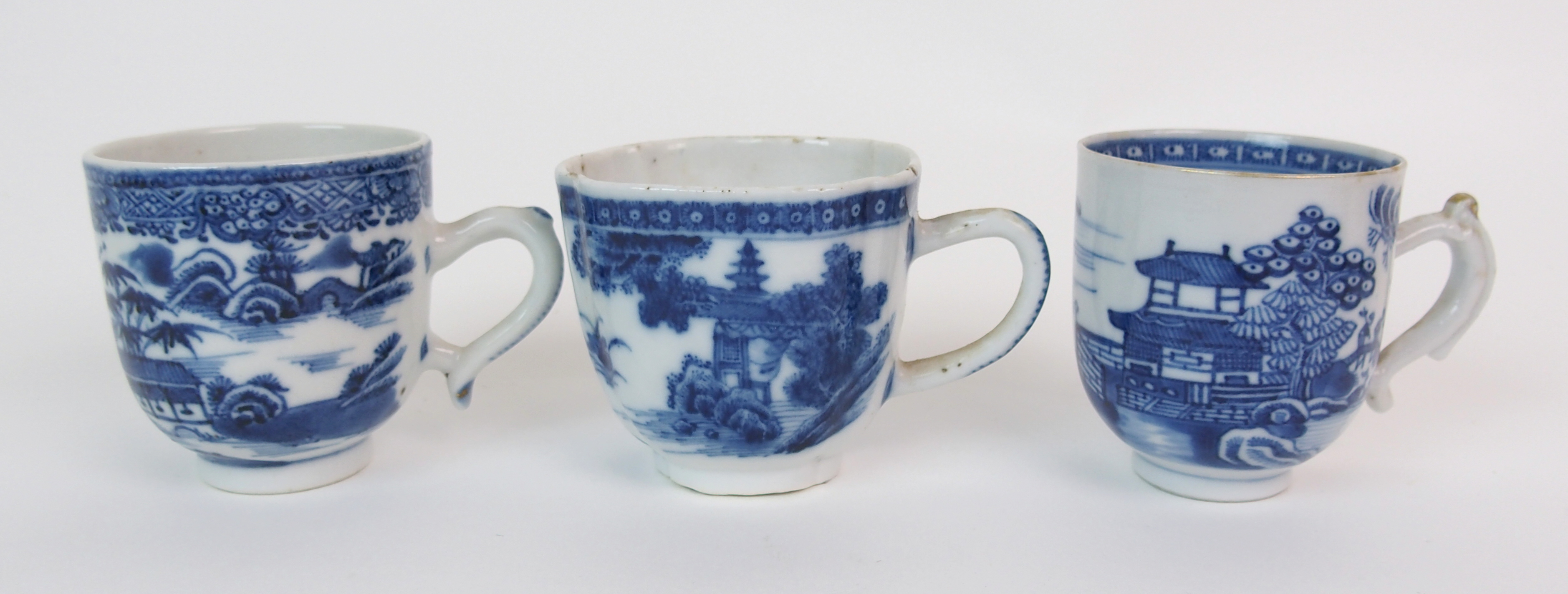 A group of twenty-three Chinese export teacups painted with typical landscapes and gilt rims, - Image 2 of 10