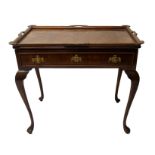 A walnut tray top side table with single drawer on cabriole legs, possibly Dutch, 67cm wide