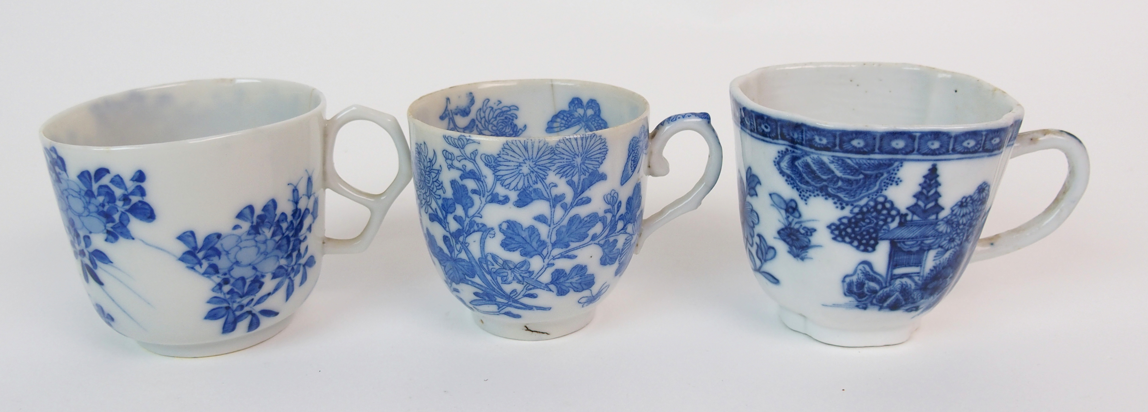 A group of twenty-three Chinese export teacups painted with typical landscapes and gilt rims, - Image 3 of 10