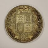 1881 Queen Victoria young head Half Crown lightly toned, full lustre, some tiny surface marks to