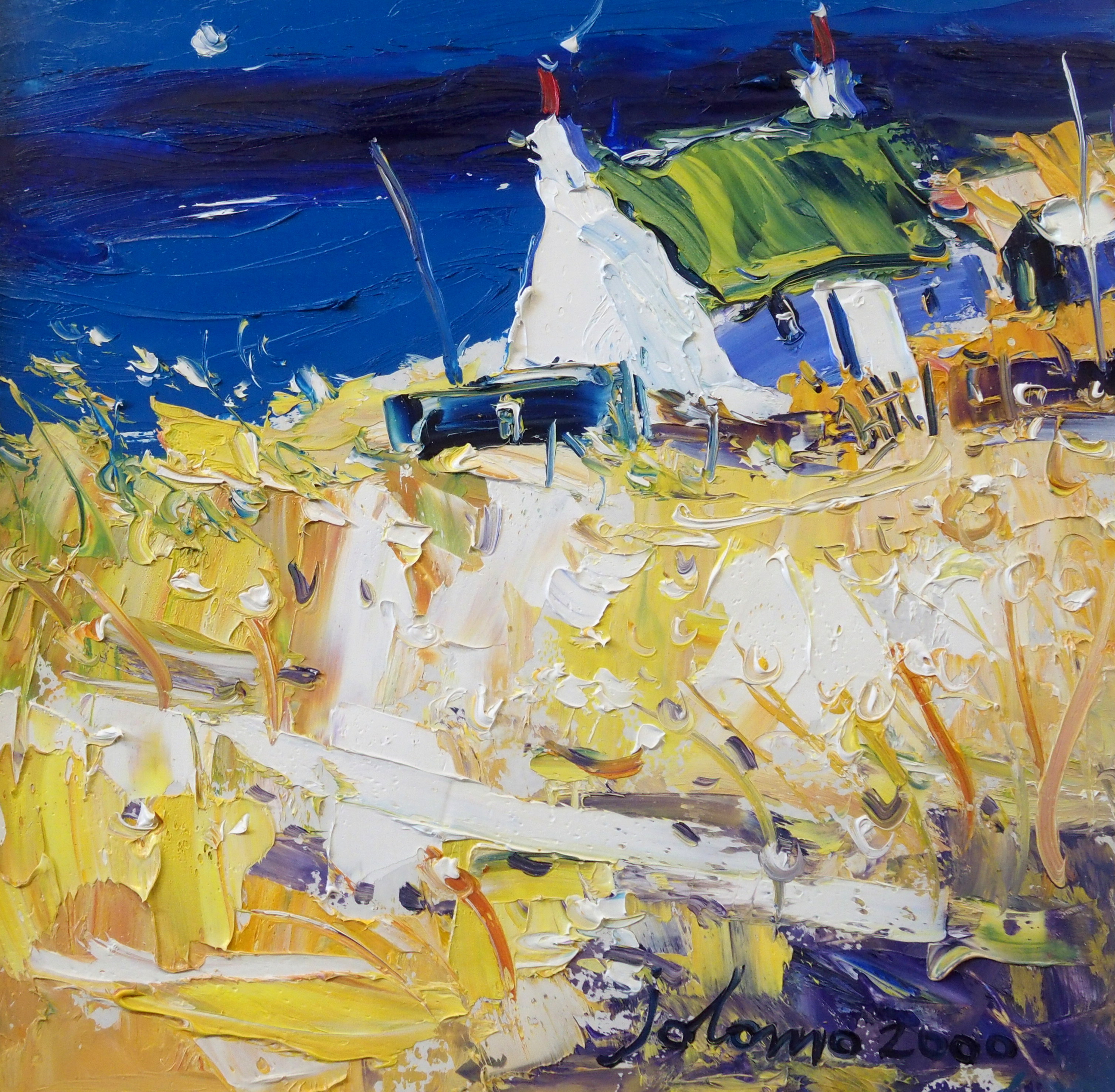 •JOHN LOWRIE MORRISON (Scottish b. 1948) WEE CROFT, LOCH SWEEN Oil on board, signed and dated