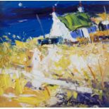 •JOHN LOWRIE MORRISON (Scottish b. 1948) WEE CROFT, LOCH SWEEN Oil on board, signed and dated