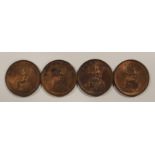 Four 1806 George III Halfpennies all with lustre, all extremely fine plus Property from a
