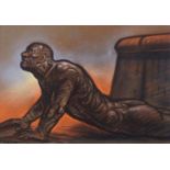 •PETER HOWSON OBE (Scottish b. 1958) THE THIRD STEP Pastel, signed, 20 x 28cm (8 x 11")