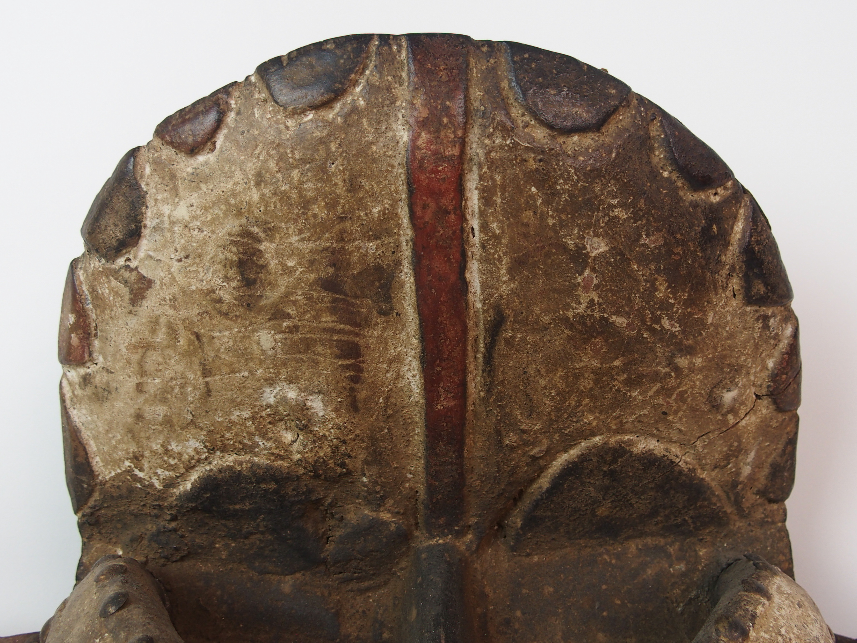 An African carved and painted wood mask with brass studded decoration, 40cm high - Image 10 of 10