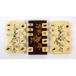 Three Japanese game counters two in the Shibiyama style decorated with insects and foliage, the