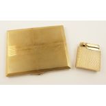 A 9ct cigarette case by A E Poston & Co hallmarked Birmingham 1938, with all over engine turned