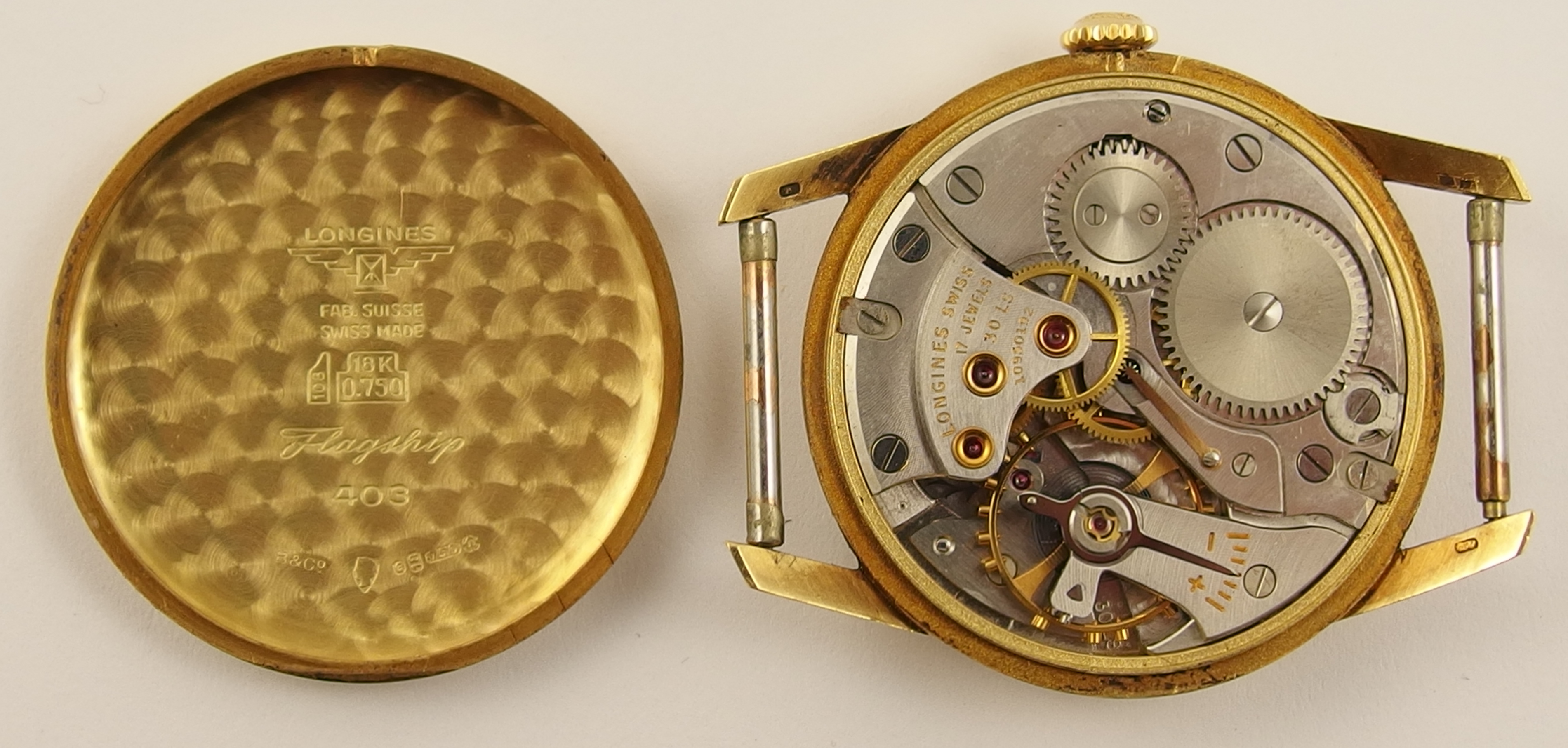 A gents 18ct gold Longines Flagship watch head the champagne dial has gold coloured baton - Image 3 of 3