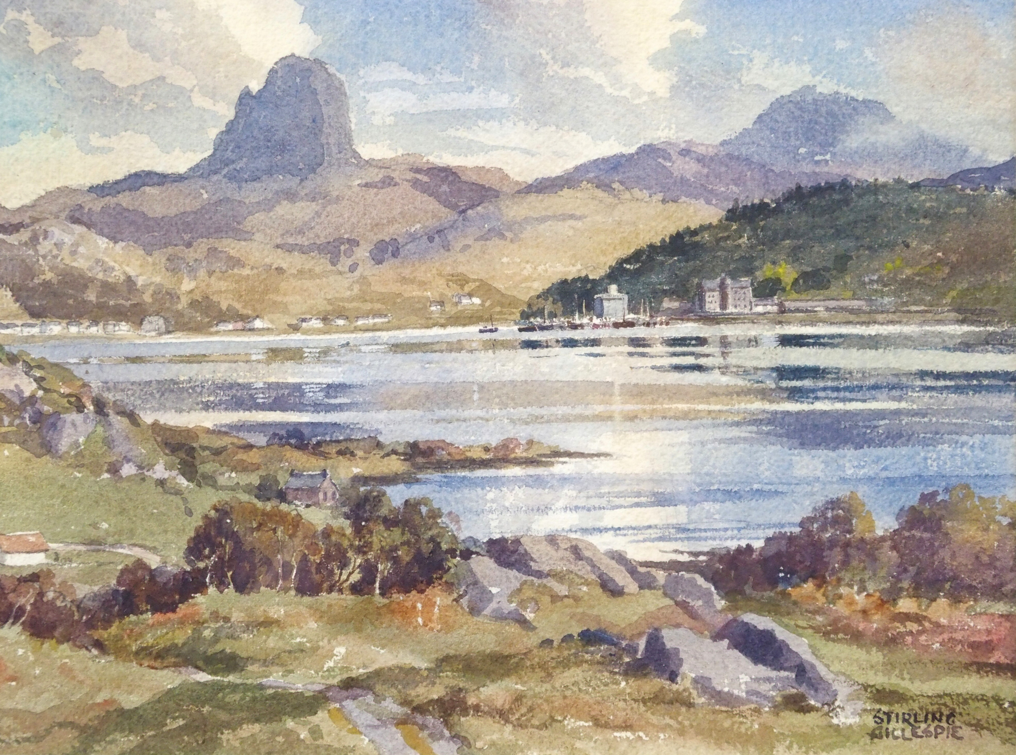 •STIRLING GILLESPIE (Scottish 1908 - 1993) LOCHINVER BAY Watercolour, signed, 28 x 38cm (11 x 15") T