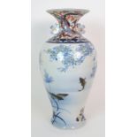 A Fukagawa baluster vase painted with fish beneath blossoming branches with Ho-o birds to neck and